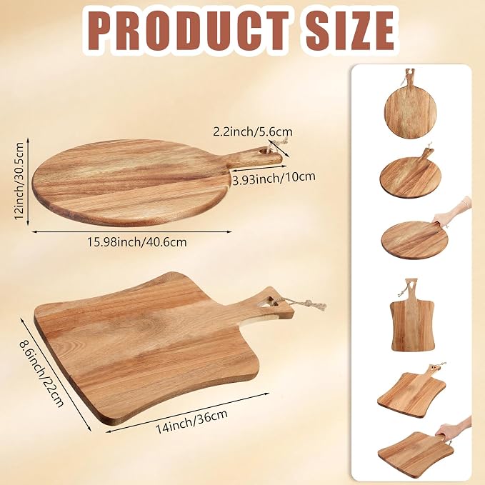 Acacia Wood Cutting Board with Handle - Image 2