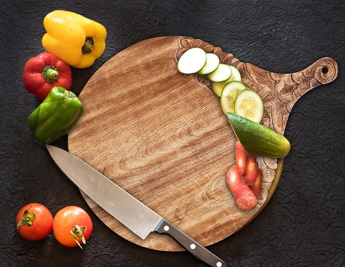 Round Wooden Cutting and Serving Board - Image 2